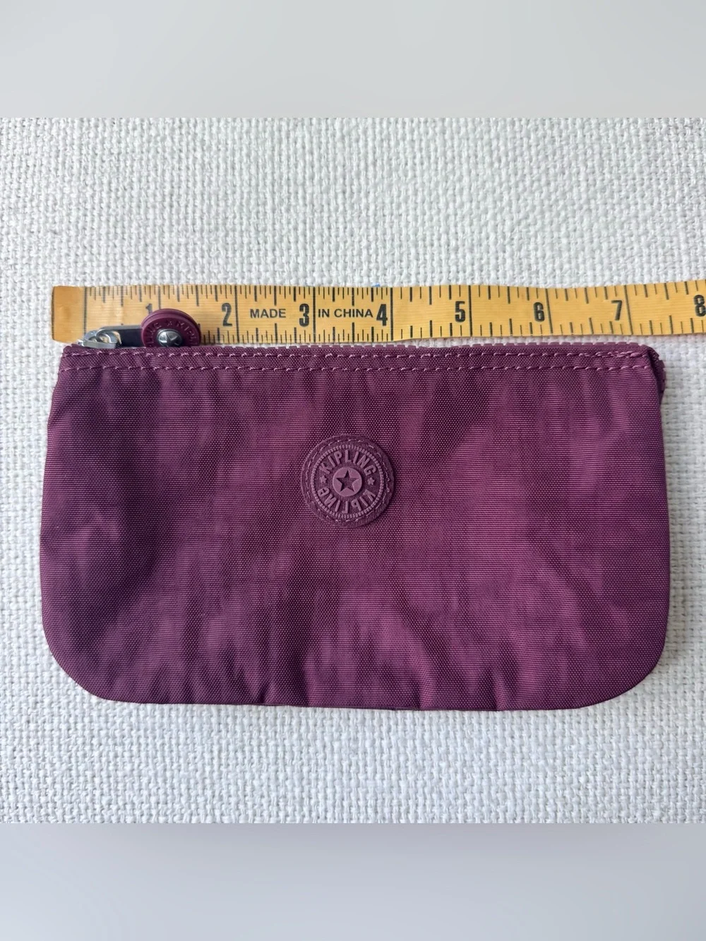 Kipling Creativity Large Maroon Pouch with Embossed Logo